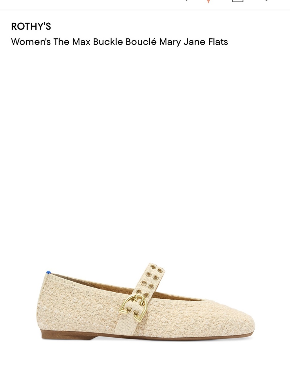 Rothy's The Max Buckle Mary Jane Flats with Gold Buckle Pearl Boucle - Picture 6 of 6